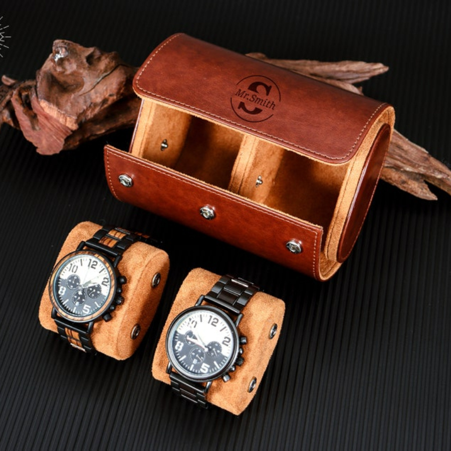 Custom Personalized Faux Leather Watch Box, Ideal Gift for Him